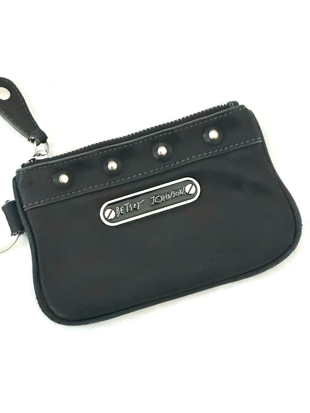 Betsey Johnson Vintage Leather Studded Coin Purse in Black